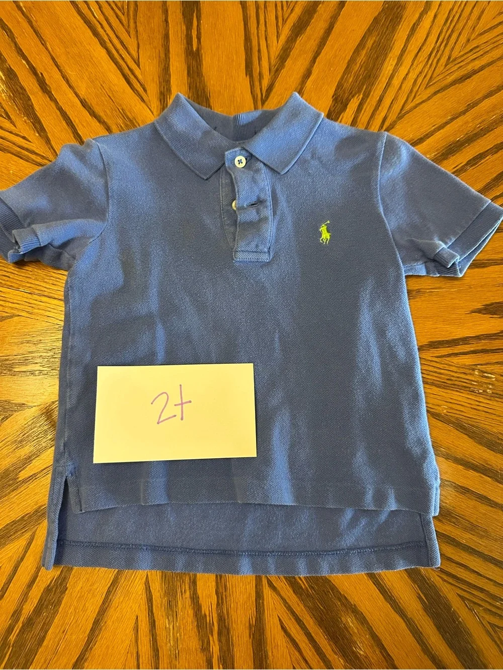 Ralph Lauren Blue Short Sleeve Polo with Yellow Logo